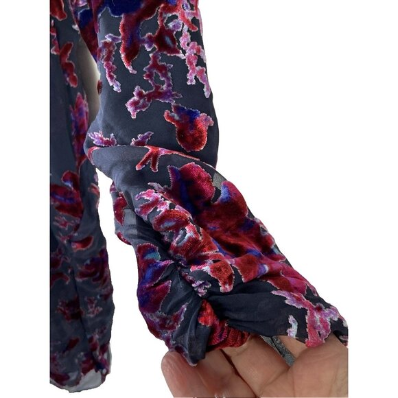 Rag & Bone Womens Eloise Burnout Velvet Mini Dress Sz 8 Goth Floral Evening - Picture 6 of 10